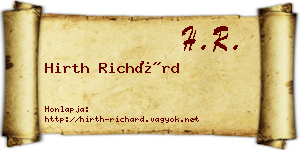 Hirth Richárd névjegykártya